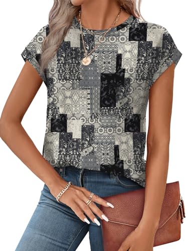 Image of Alaroo Womens Summer Tops Short Sleeve Shirts Crew Neck Cute Trendy Tunic Blouses (S-3XL)