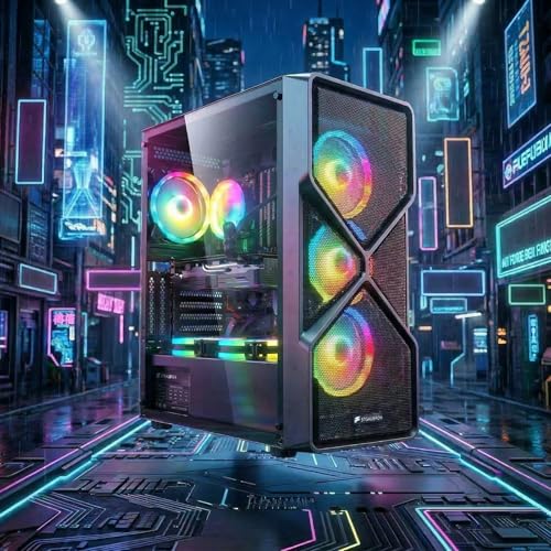 Image of STGAubron Gaming PC Desktop Computer, Intel Core i7 up to 3.9G, Radeon RX 5700XT 8G, 32GB RAM, 1TB SSD, WiFi 6, BT 5.0, RGB Fan x 4, Windows 11 Home