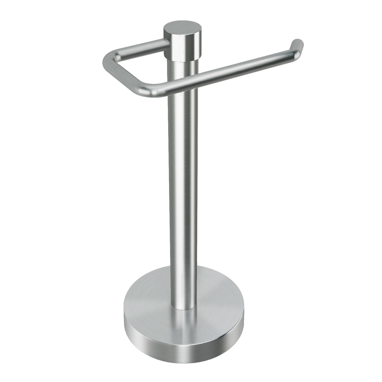 YUMORE Hand Towel Holder Stand, Countertop Hand Towel Rack Stand with Heavy Weighted Base 41 * 19 * 15 cm Free Standing Towel Bar Rack for Bathroom Vanity Countertop, Stainless Steel, Brushed
