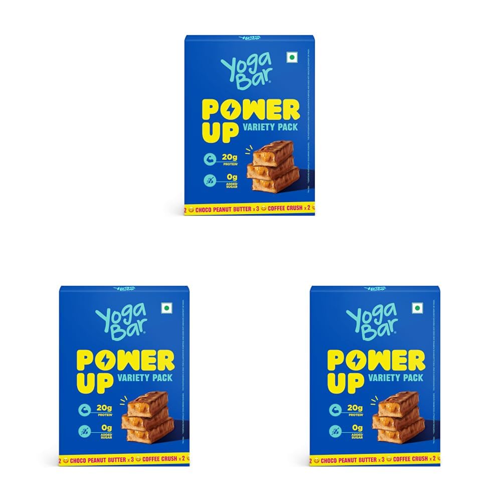 Yogabar Power Up 20g Protein Bar (5 Bars, Variety Pack, No Added Sugar) | Zero Added Sugar Protein Bars | High Protein Blend - Whey Protein Concentrate, Peanuts & Soy (Pack of 3)-image-24