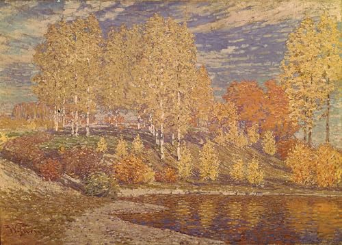 Toile paysage Soleil d'automne par Vilhelms Purvitis tableau salon 60x90cm