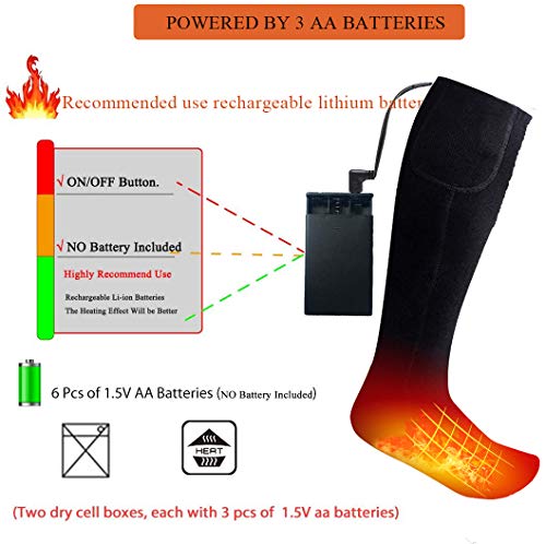 Misbest Heated Electric Warm Thermal Boot Socks,Rechargeable Battery Powered Winter Foot Warmers,Winter Heating Sox Chronically Feet(Battery Not Included) (Black) #TOP4