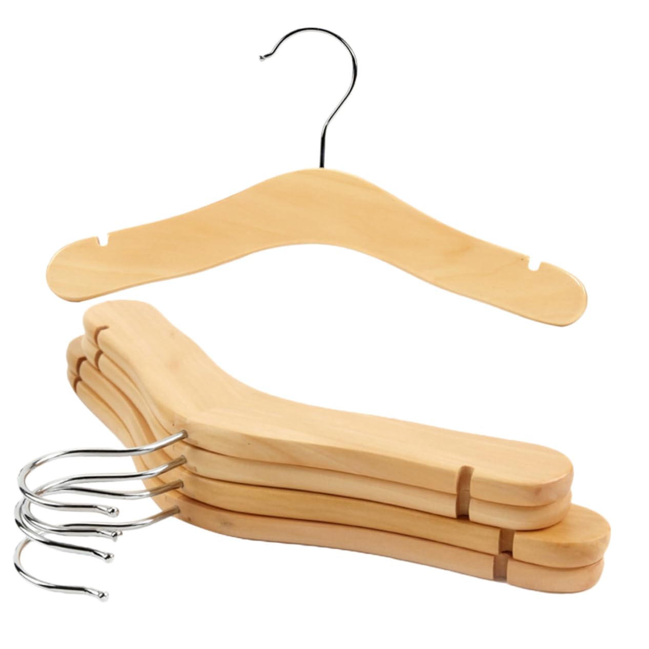 Luxshiny 1set Wooden Hangers Non Slip Clothes Hangers for Coats Pants and Skirts Smooth Finish Compact Design for Nursery Organization 5pcs