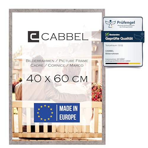 CABBEL Marco de fotos de 40x60 cm, color gris (hormigón), marco de madera MDF estable, cristal plexi irrompible, para colgar, ideal para fotos/imágenes/collage