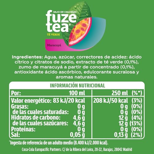 Miniatura 2 de Fuze Tea Té Verde Maracuyá, Bajo En Calorías, Botellas 1,5 L, Pack 6
