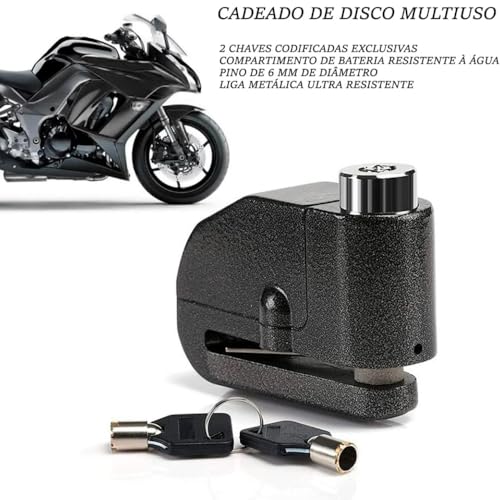 Trava Disco Cadeado Freio Alarme Sonoro Moto Bike Anti Furto Linha Premium