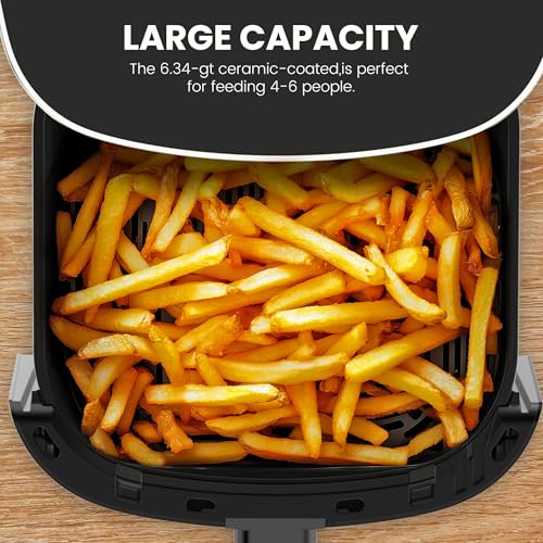 Image of NEWBULIG Air Fryer, 6QT Square Airfryer with Visual Window, 400℉ Fast Heating Air Fryers Oven with Timer, Auto-Off, Non Toxic & Non Stick, Multiple 12 Modes for Roast, Bake, Dehydrate, Fry, Reheat