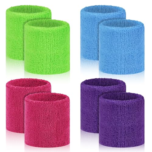 Image of 8 Pack Wrist Sweat Bands for Men Women, Absorbent Sports Wristband