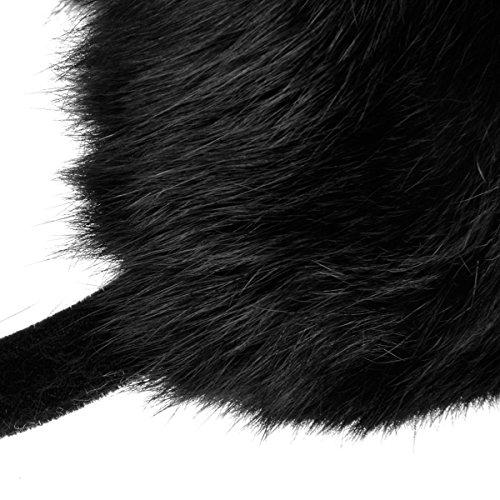 Zlyc Womens Girls Genuine Rabbit Fur Earmuffs Adjustable Ear Warmers, Black #TOP5