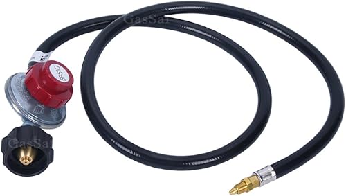 Miniatura 1 de GasSaf Regulador de propano de alta presión ajustable de 0-5PSI con manguera de GLP de 4 pies certificada por CSA para freidora de pavo cocina al