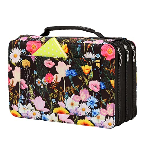 Image of 102 Slots Marker Pen Organizer Case w /Handle | Portable Multilayer Holder for Watercolor Pencils & Gel Pen Markers for Artists, Sketching, Drawing