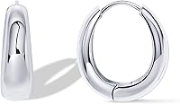PAVOI 14K Gold Plated 925 Sterling Silver Chunky Hoop Earrings for Women - Small Thick Lightweight Hoops