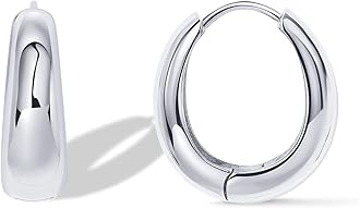 14K Gold Plated 925 Sterling Silver Post Small Chunky Hoops Earrings | Thick Lightweight Gold Hoop Earrings for Women