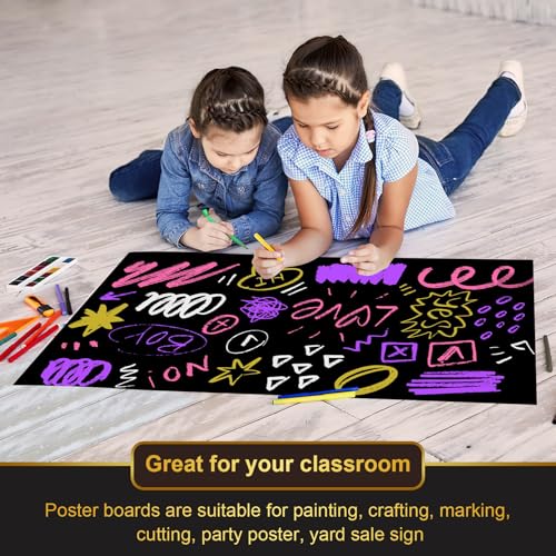 Image of 25 Pcs Black Poster Board 22 inch x 28 inch Paper Bulk, ROOKEA 250 GSM Vision Poster Boards for School Arts Craft Projects Presentations Drawing Scrapbooking Blank Graphic Display