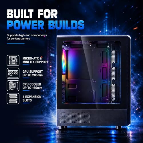 Image of Geonix Blaze Box Gaming Cabinet, 3 Pre-Installed ARGB Fans, Black
