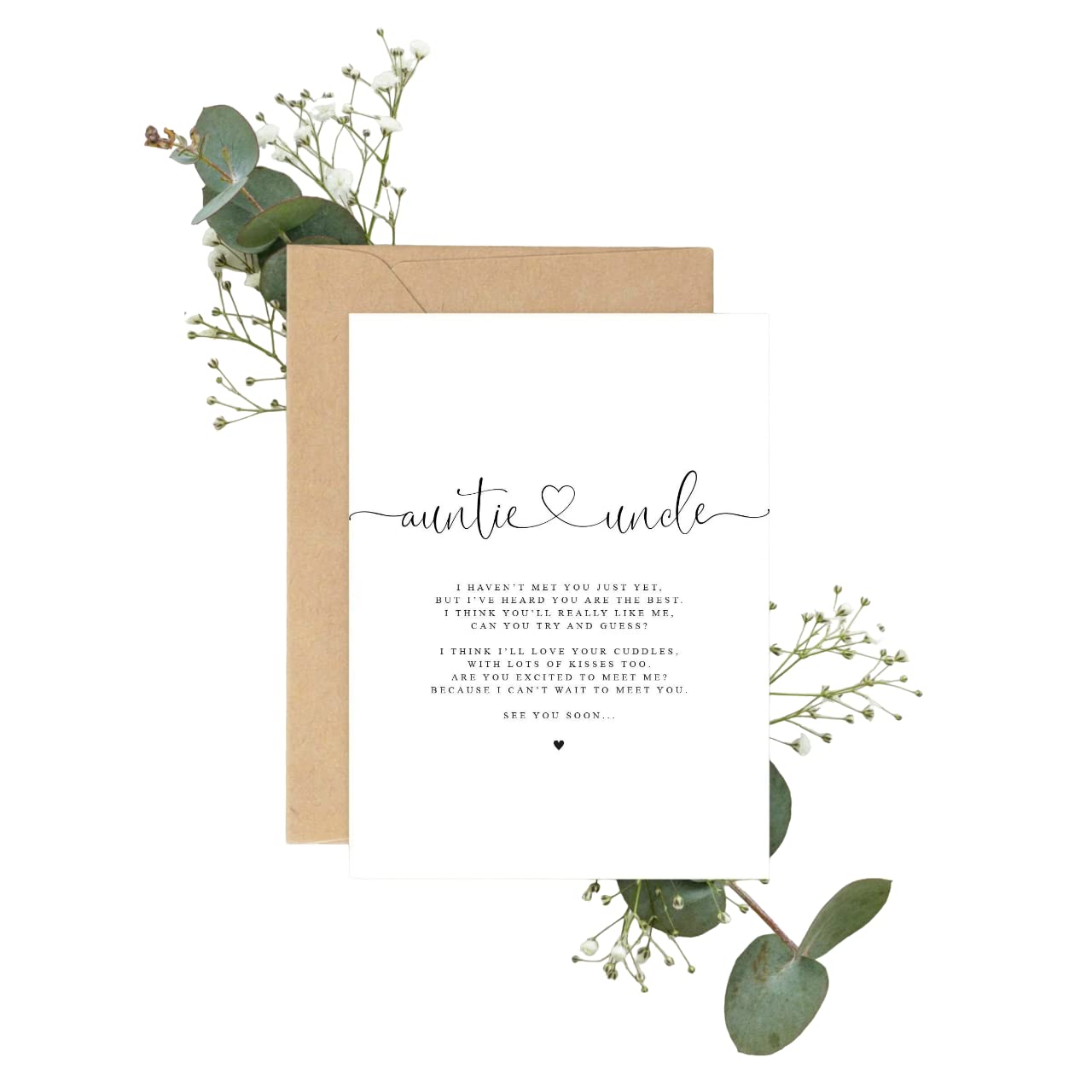 Auntie and Uncle to be Poem Pregnancy Announcement A5 Card with envelope, Family, Auntie Uncle Pregnancy Announcement, Pregnancy Reveal - Image 2