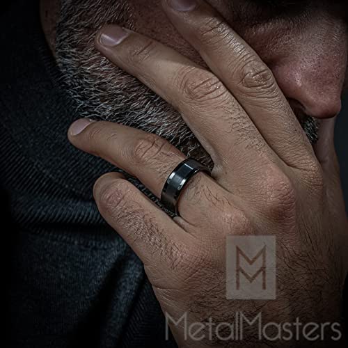 Metal Masters Co. Mens Tungsten Ring Black Wedding Band Brushed Comfort-fit 8MM 7-153