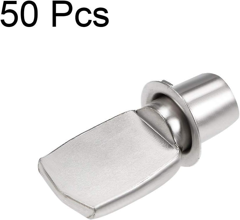 uxcell Shelf Bracket Pegs 7x25mm Nickel Plated Flat Spoon Shape Shelf Holder Support Pins with Mounting Nuts 50 Pcs