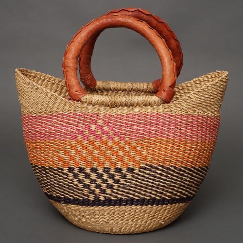 アフリカ ブルキナファソ 猫耳 バスケット Mサイズ No.7 アフリカン かご 小物入れ マルシェバスケット