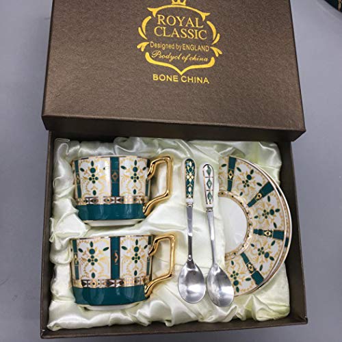 XUDREZ British Vintage Porzellan Teetasse Keramik Kaffeetassen Knochenporzellan Kreatives Teeset mit Kaffeetasse, Untertasse, Teelöffel (4)