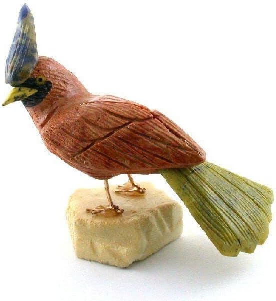Carved Jasper Jade Sodalite Onxy Jasper Cockatiel Bird with Quartz Base EB7