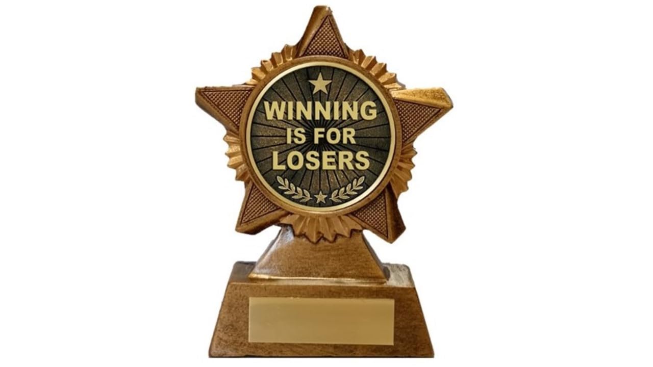 Troshow Antique Gold Winning Is For Losers Trophy Award Premier Star 120Mm Heavy Resin Multisports Free Engraving -Troshow1-Aa
