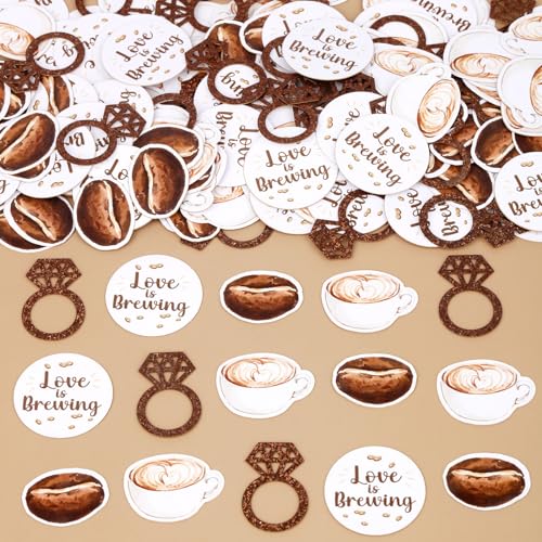 Image of Coffee Bridal Shower Decorations - 200PCS Coffee Confetti, Love is Brewing Bridal Shower Decorations, Cafe Table Decorations for Love is Brewing Wedding Shower Engagement Party (Pack of 3)