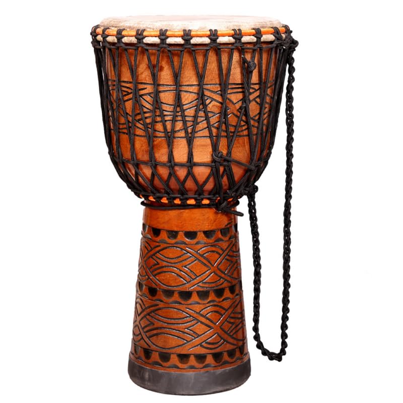 StarJam Deep Carved Mahogany Wood Djembe Drum – 14 Inches Diameter X 23.5 Inches Height Musical Instrument – Natural Finish-picture-20