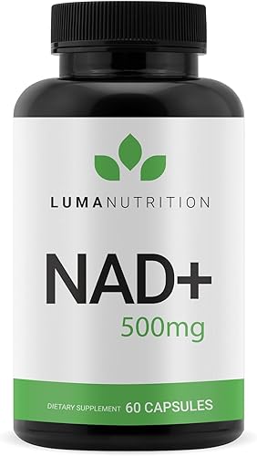 Luma Nutrition Suplemento NAD+ de 1000 mg (500 mg por cápsula)  Envejecimiento más energía, metabolismo y apoyo celular  Suplementos puros de NAD