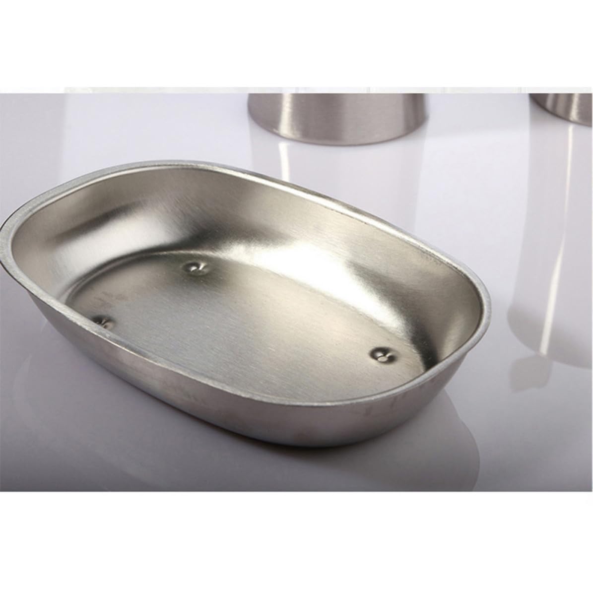 ABOOFAN Jaboneras de Acero Inoxidable 2 Piezas Doble Capa y Drenaje, Caja de Jabón Ovalada para Ducha y Encimera, Soporte Resistente y Removible