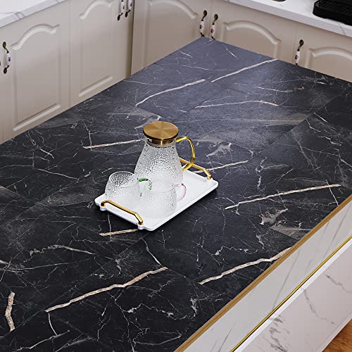 Surnuo 30 Pcs 12 * 12 Inch 1.5Mm Thick Peel And Stick Vinyl Floor Tile, Self-Adhesive Tile Flooring For Bathroom, Livingroom, Kitchen And Renter's House Black Ceramic #TOP1