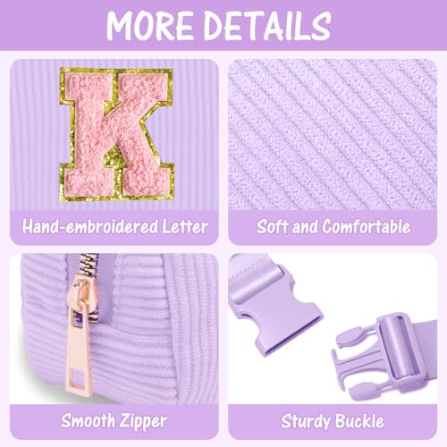 Image of Gitus Girls Birthday Gifts for 10-16 Year Olds - Initial Fanny Pack Belt Bag Crossbody Bag - Trendy Personalized Preppy Stuff (Lavender-K)