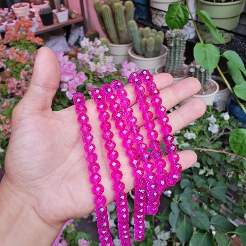 Image of 10mm Rondelle Glass Beads for Jewelry Making, Faceted Briolette Crytal Spacer Beads for Bracelet Necklace Earring, Rose Red 200pcs