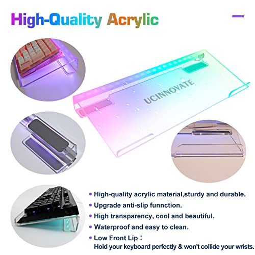 Image of UCINNOVATE Dream Color Acrylic Computer Keyboard Stand, LED Backlit Keyboard Stand Tray, 80% Gaming Keyboard USB Interface Titled Keyboard Stand for Easy Ergonomic Typing and Working Office Desk, Home