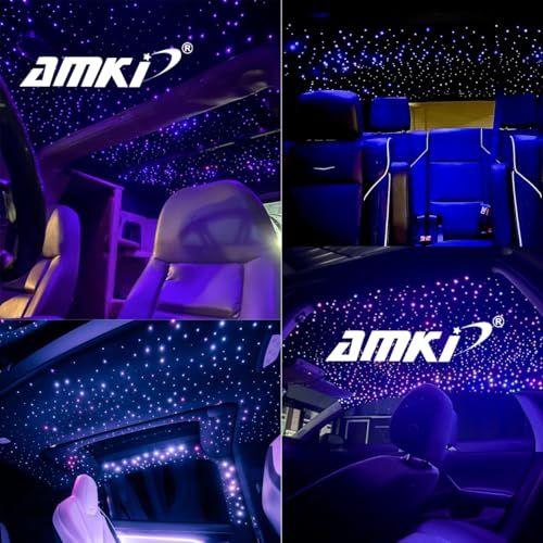 Kingmaled 10W Twinkle App Fiber Optic Star Ceiling Light Kit, Car Home Use Bluetooth RGBW Music Activated LED Engine Driver + Cables, 200pcs*0.03in/0.75mm*6.5ft/2m + 28key Remote Control