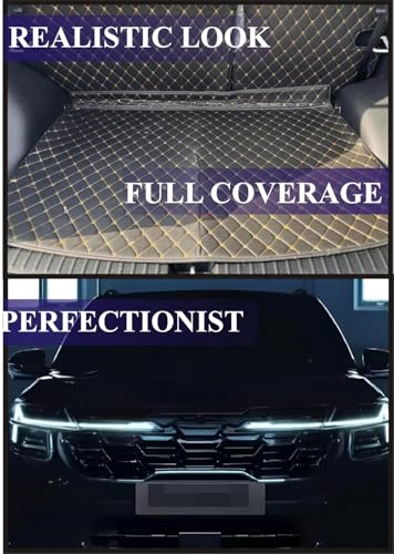Image of CAPDELL 7D Premium Car Boot /Trunk Mat Compatible with Skoda Kylaq||Luxury Leatherite Boot Mat||Set of 3pcs||Waterproof and Washable||Colour:-Black with Black