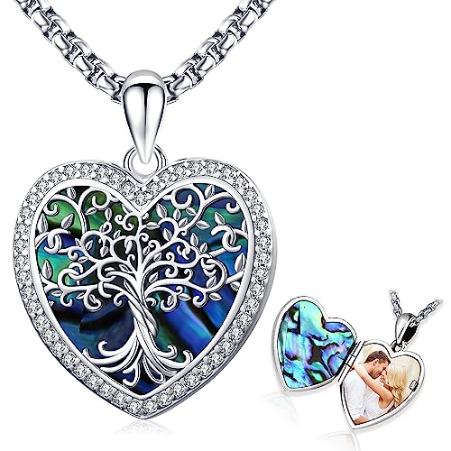 💕 Collana Portafoto💕 Conservate per sempre la foto della persona amata nel ciondolo portafoto, i ricordi preziosi resteranno con voi per sempre. L'albero della vita simboleggia l'energia positiva, la crescita e la forza, e il ciondolo è intarsiato con conchiglie naturali di abalone, che conferiscono all'intera collana non solo un bell'aspetto, ma anche un valore commemorativo.