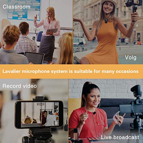 Lavalier Microphone Wireless&Wired Lapel Mic Set For Voice Amplifier Pa System Pa Speaker Iphone Video Dslr Camera Recording Ect Mini Portable Clip On Rechargeable Transmitter With Receiver #TOP6