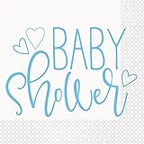 Blue Hearts Baby Shower Luncheon Napkins (16cm) - Charming Design & Extra Absorbent - Ideal for Celebration - 16ct