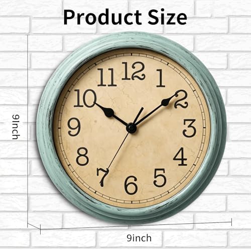 Image of Wall Clock, 9 Inch Silent Wall Clocks Battery Operated, Decorative Clocks for Kitchen Living Room, Bedroom (Teal)