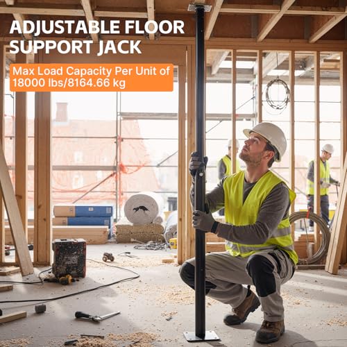 Image of 4 Pack Adjustable House Jack,55 inch-98 inch Telescoping Steel Support Post | Heavy Duty Adjustable Support Jack with 18000lb capacity, Steel Tube Structure for Temporary Construction and Floor Support