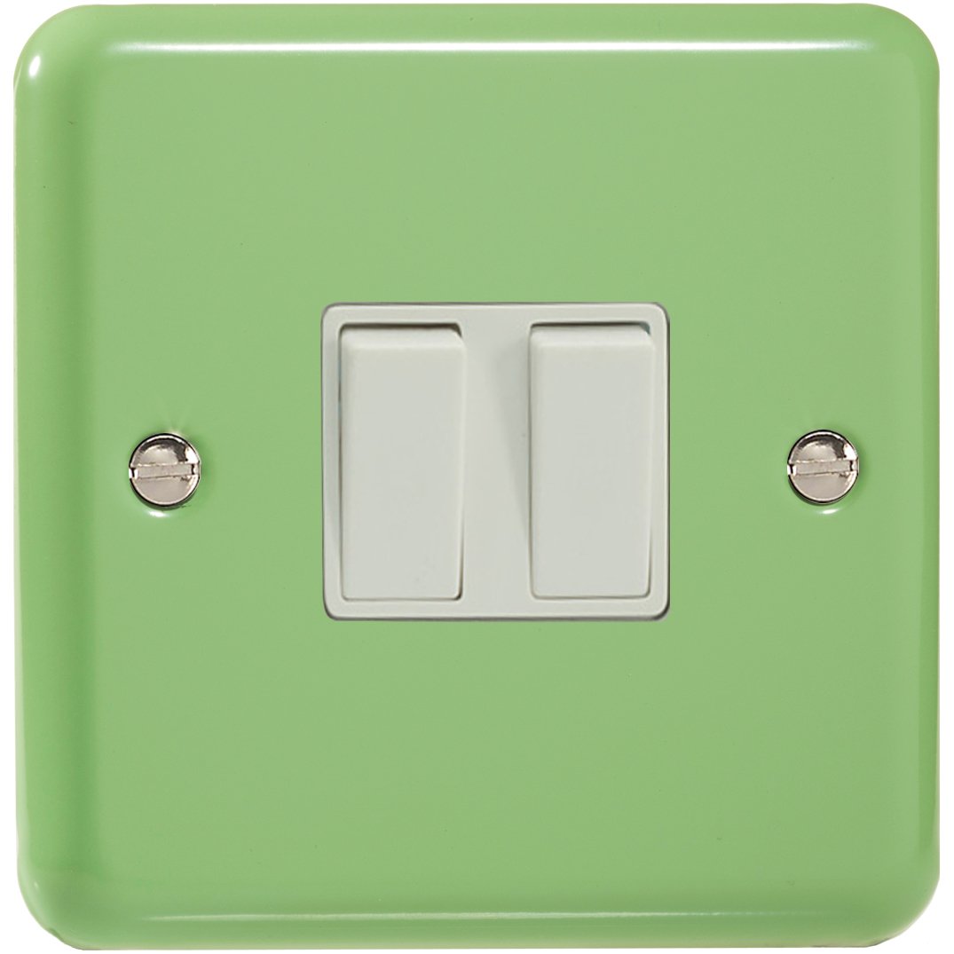 Varilight 2-Gang 10A 1- or 2-Way Rocker Switch Beryl Green