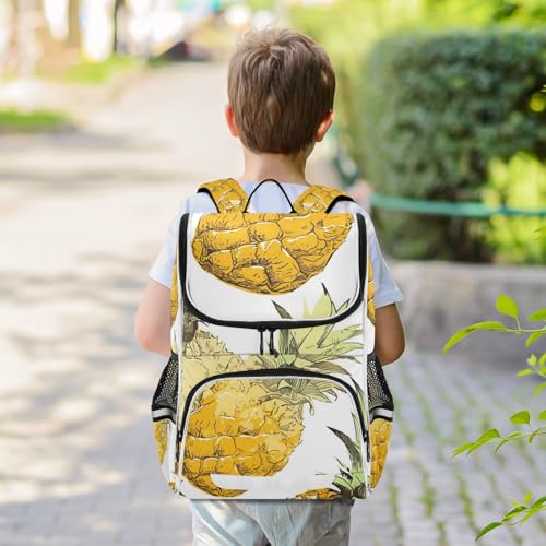 Mochila infantil de piñas con bandas reflectantes para colegio y viaje 7