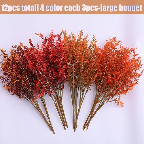HBell 12 Bundles Artificial Fall Flowers No Fade Faux Autumn Plants,Fake Indoor Outdoor Greenery for Thanksgiving Christmas Wedding Party Home Garden Décor (Autumn) - Image 2
