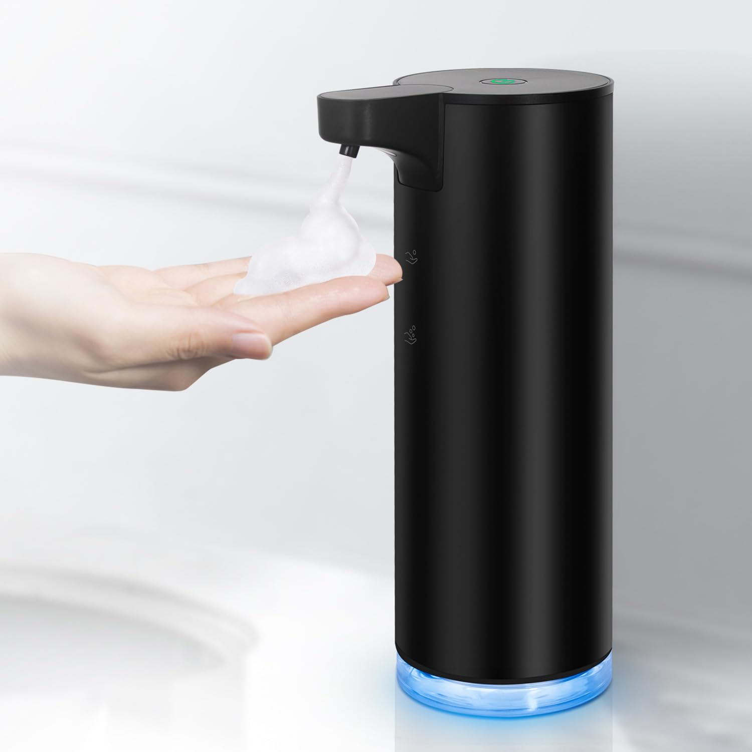 Photo 1 of ** MISSING CHARING CORD ** LAOPAO Automatic Soap Dispenser Foaming: Rechargeable Touchless Soap Dispenser Stainless Steel Foam Soap Dispenser for Bathroom Hand Soap Pump for Kitchen Xmas Gift, 9oz, Black