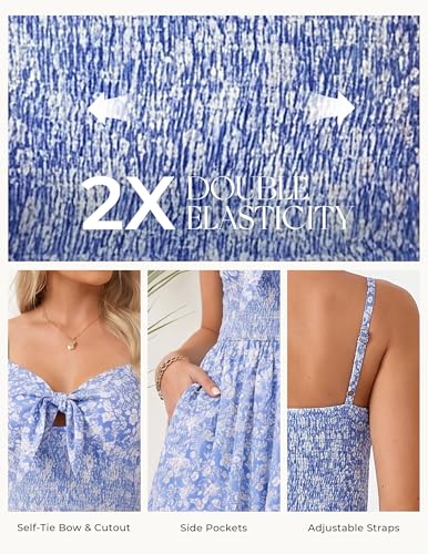 Image of GRACE KARIN Womens Maxi Floral Sundresses Summer Beach Boho Dress Spaghetti Strap Dresses Casual Fashion Clothes with Pockets