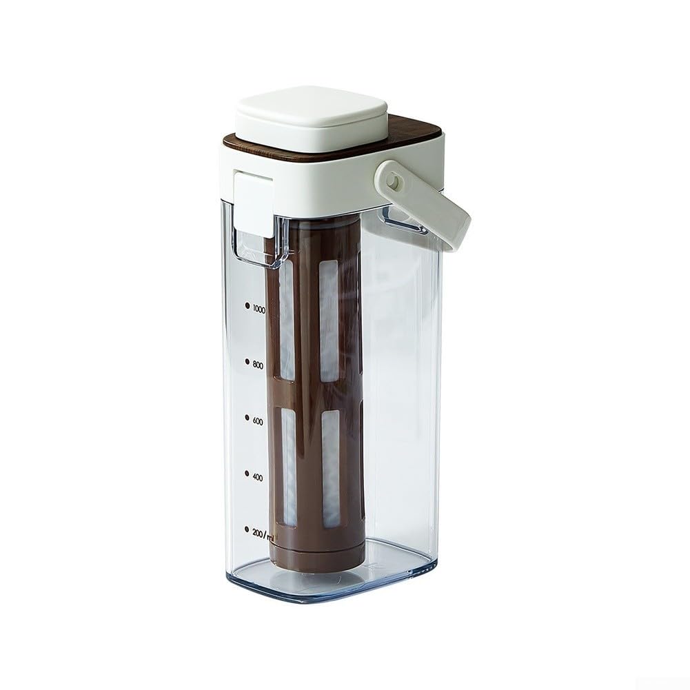 Yhenlovtt Cold Brew Kaffeemaschine, 1000 ml, Krug mit abnehmbarem 350 Mesh-Filter und auslaufsicherer Dichtung für kaltgebrühten und Eistee (Kaffeefarbe)