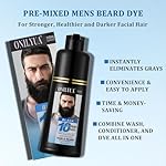 Men’s Beard Dye Black in 10 Mins, Instant Beard Color for Men Gray Mustache & Beard Coverage, 3 in 1 Long Lasting Beard Dye Shampoo, Gifts for Men Dad, Quick & Easy to Use - Image 4