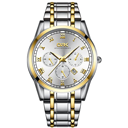 Montre-Bracelet pour Homme, Montre à Quartz analogique conçue à la Mode avec Affichage Calenda, Montre Classique pour Homme Qui Brille dans Le Noir avec Bracelet en Acier Inoxydable