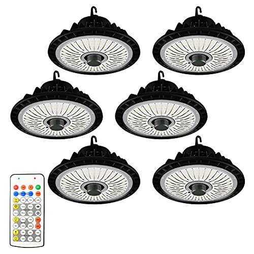 Promounts UFO High Bay LED Light, 6 Pack Commercial Bay Lighting with Motion Sensor for Garage/Warehouse/Gym, Remote Control, 150W 22500Lumen Energy Saving, UL Certified IP66 Waterproof Promounts UFO High Bay LED Light, 6 Pack Commercial Bay Lighting with Motion Sensor for Garage/Warehouse/Gym, Remote Control, 150W 22500Lumen Energy Saving, UL Certified IP66 Waterproof